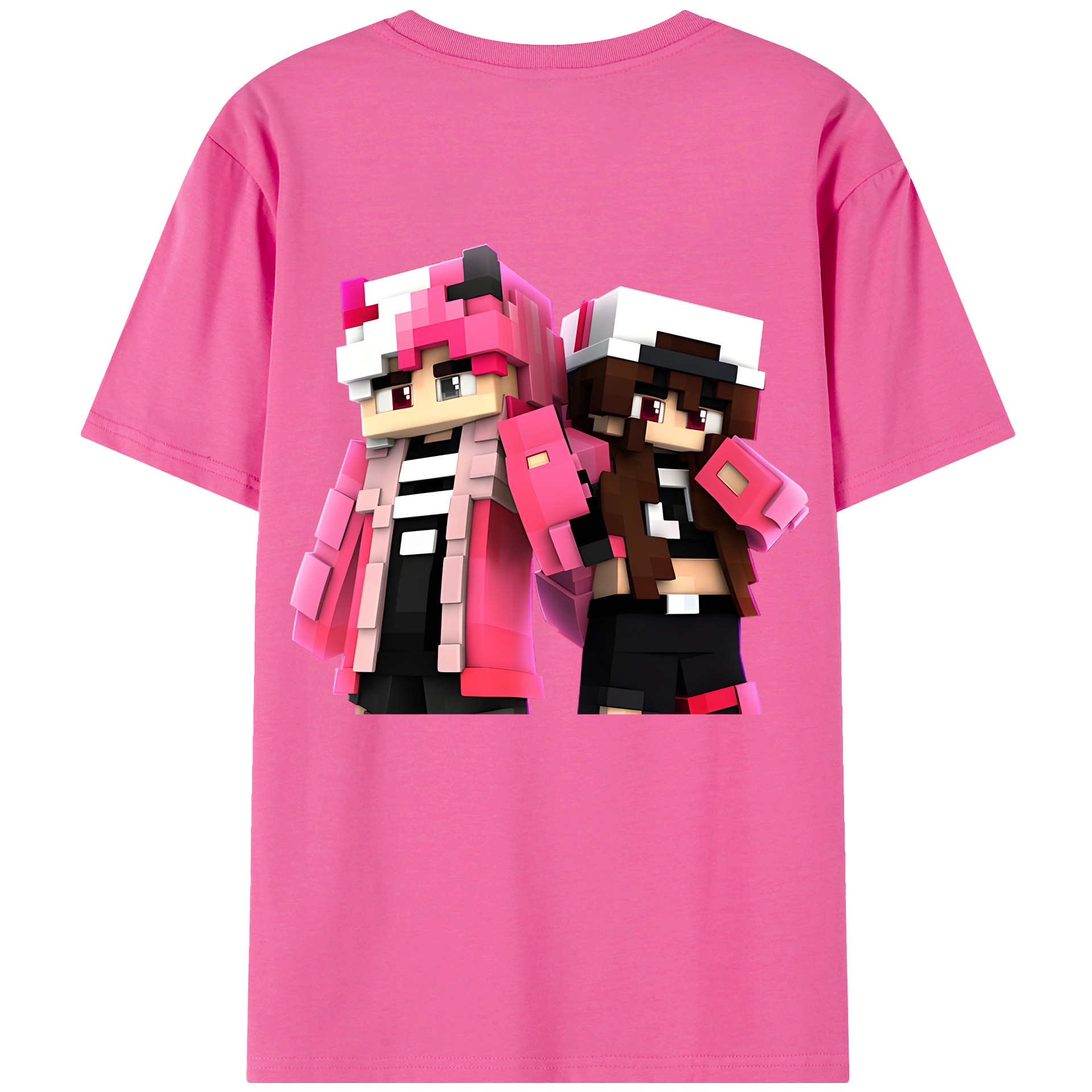 （画像用） マインクラフト ブロックの世界 Minecraft MC Block world レディース半袖Tシャツ(バックプリント)